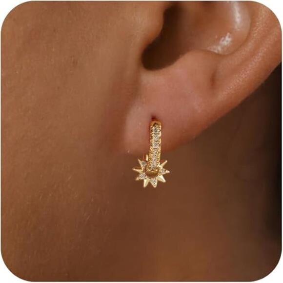 Geometric Gold Hoop Earrings | Minimalist Dainty Everyday Jewelry - Picture 5 of 5